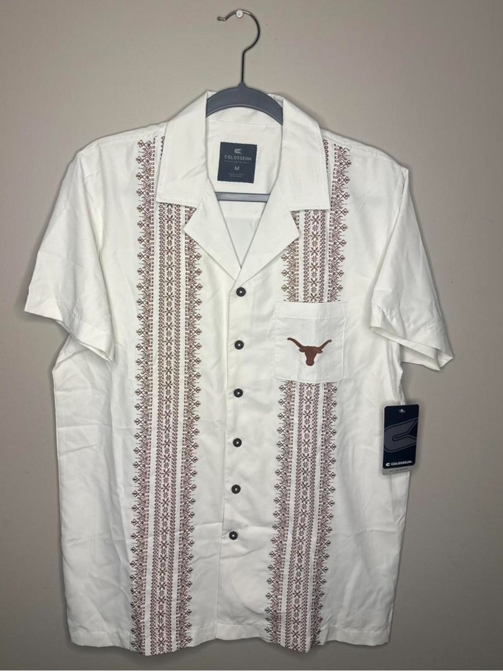 Colosseum Cream Short-Sleeve Embroidered Button-Down Shirt